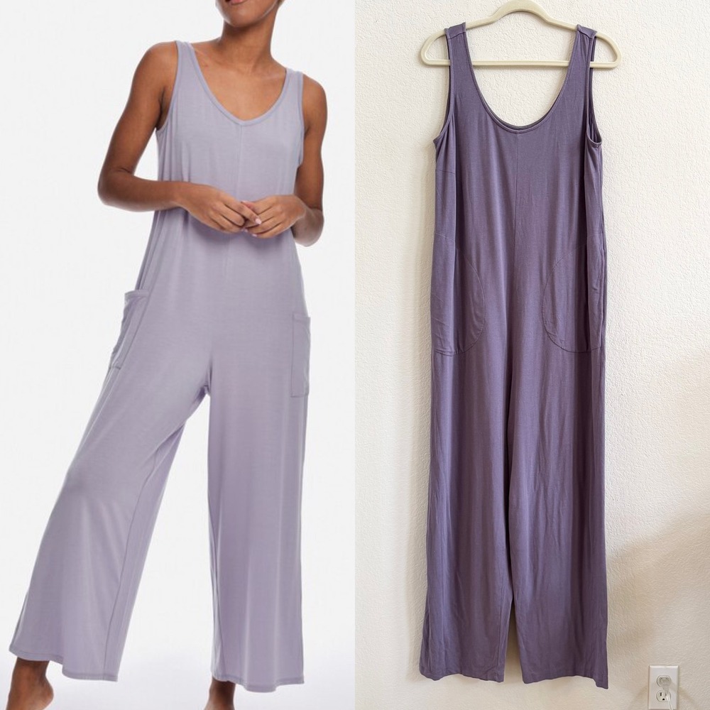Universal Standard Sleeveless Wide Leg Jersey Leisure Jumpsuit Purple Oversized